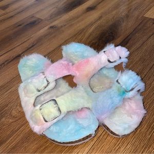 Rainbow Furry Sandal